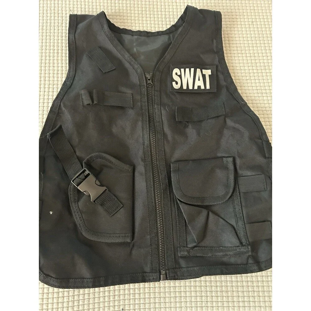 Swat Team Vest Costume Childs Small Dress up Size S/M Adjustable